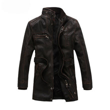 Charger l'image dans la galerie, Men's Leather Jacket Middle-length Fashion Casual Motorcycle style