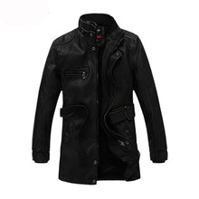 Charger l'image dans la galerie, Men's Leather Jacket Middle-length Fashion Casual Motorcycle style
