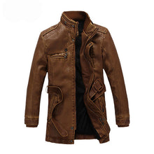 Charger l'image dans la galerie, Men's Leather Jacket Middle-length Fashion Casual Motorcycle style