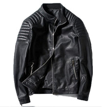 Load image into Gallery viewer, Mens fashion special shoulder design motorcycle leather outerwear coats