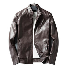 Load image into Gallery viewer, Mens fashion stylish plain leather outwear coat, top zipper pocket