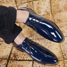 Laden Sie das Bild in den Galerie-Viewer, Mens shiny patent leather oxford casual business shoes