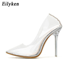 Load image into Gallery viewer, Transparent high heel pointie toe women shoes