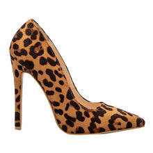 Load image into Gallery viewer, KAMUCC High Heels Shoes Women Pumps Flock Leopard Print Sexy Stilettos 10 12cm Party Heeled Designer Shoes Plus Big Size