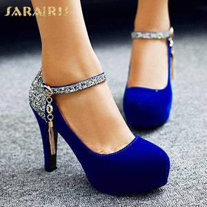 SARAIRIS Brand 2020 Elegant bride Big Size 43 High Heels Party women Shoes Woman Platform round toe mary janes Pumps shoes