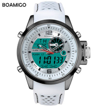 Load image into Gallery viewer, BOAMIGO Luminous Military White Quartz Waterproof Watch Top Brand Luxury Watch Men Sport Watch Rubber Strap Analog Digital Watch