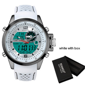 BOAMIGO Luminous Military White Quartz Waterproof Watch Top Brand Luxury Watch Men Sport Watch Rubber Strap Analog Digital Watch