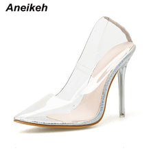 Load image into Gallery viewer, Aneikeh 2021 New Women Pumps PVC Transparent High Heels Sexy Pointed Toe Leopard Grain Party Shoes Lady Thin Heels Pumps Size 42