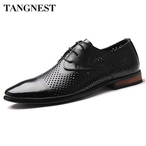 Mens dress style pointed toe casual cut-out breathable design flat shoes