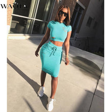 Load image into Gallery viewer, WAQIA Plus Size 2018 New Fashion Two Piece Set Summer Dress Women Sexy Patchwork Cocktail Party Bodycon Bandage Dress Wholesale
