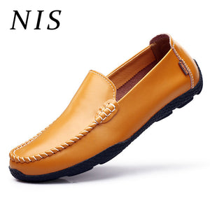 Mens Leather Loafers Slip-on Flats