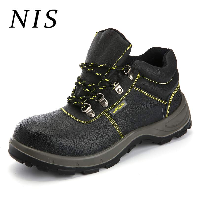 Mens safety welding work leather steel toe boots