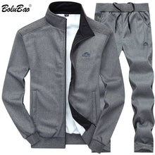 Load image into Gallery viewer, Solid color sportswear men&#39;s jacket + pants casual 2 piece Set