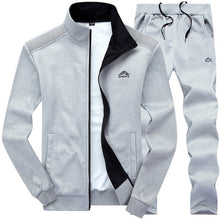 Load image into Gallery viewer, Solid color sportswear men&#39;s jacket + pants casual 2 piece Set