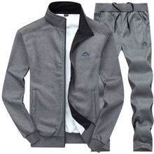 Load image into Gallery viewer, Solid color sportswear men&#39;s jacket + pants casual 2 piece Set