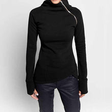 Load image into Gallery viewer, ZANZEA 2019 New Casual Solid Long Sleeve Pullovers Hoodies Women Turtleneck Slim Fit Zippers Autumn Oversized Sweatshirts