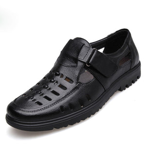 Men's Sandals, Leisure Light Breathable Flat Leather Shoes