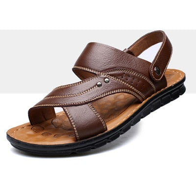 Men Slippers Genuine Leather Luxury  Beach Casual Sandals