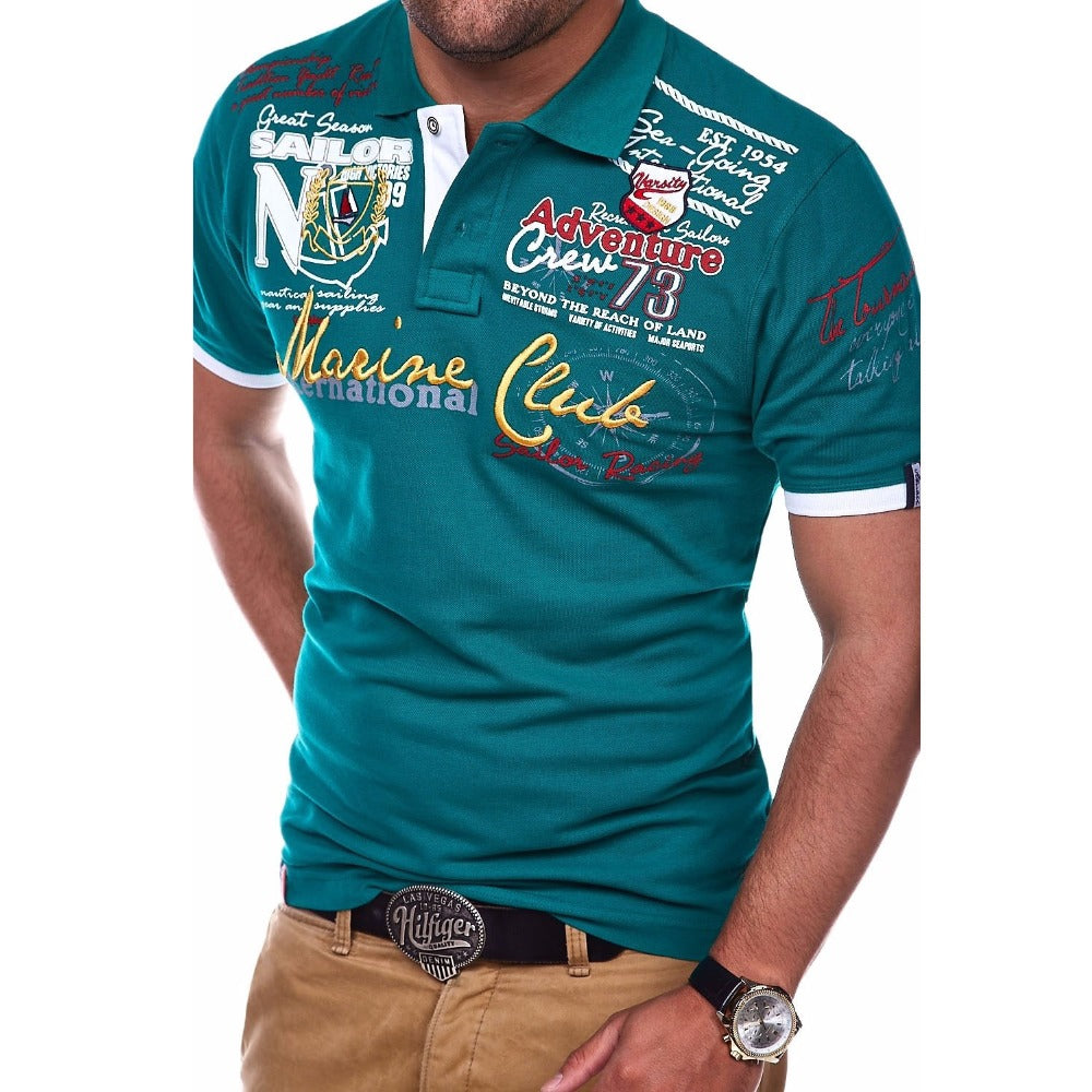 ZOGAA Summer Men's Polo Shirt Guys Letter Printed Polo Male Cotton Casual Short-sleeved Polo Shirt Top Men Clothes 2019 XS-4XL