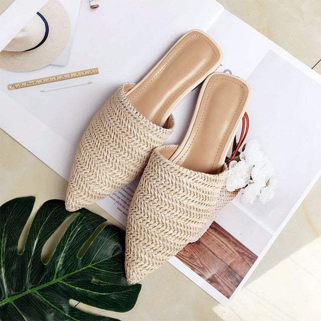 Womens Pointed Toe Flat casual Slippers