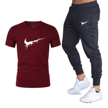 Load image into Gallery viewer, Mens sportswear two pieces sets T shirt+pant