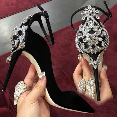 High heel Sexy Ankle strap Sandal crystal Glitter shoes