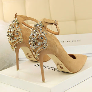 High heel Sexy Ankle strap Sandal crystal Glitter shoes